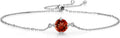 Gem Stone King Gemstone Birthstone Solitaire Bracelet For Women | 925 Sterling Silver | Round 6MM | Gift for Her Women Wife Mom Lady Daughter | Adjustable Bolo Bracelet | Easy-On Easy-Off