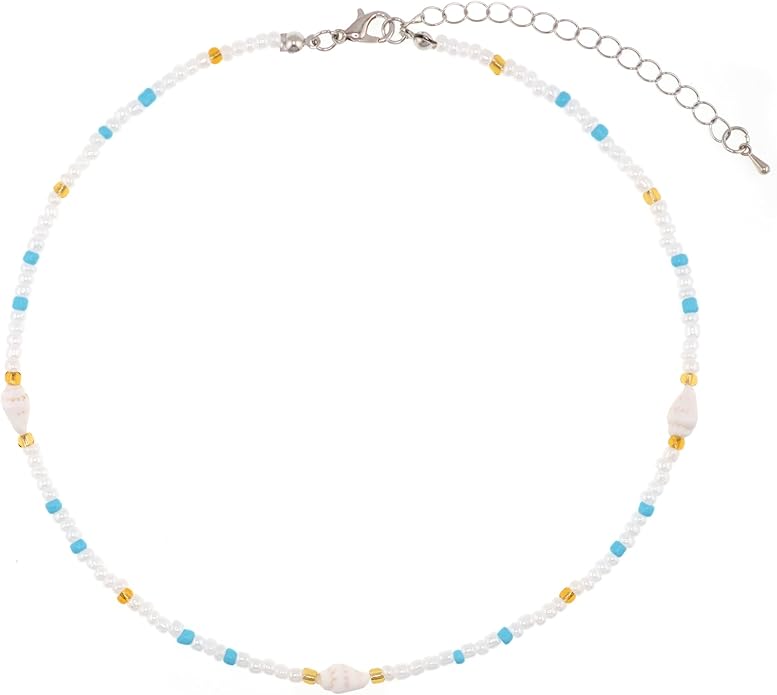 Women's Shell Starfish Boho Layered Beaded Necklace Choker for Summer Beach Vacation Gifts for Birthday/Anniversary/Christmas