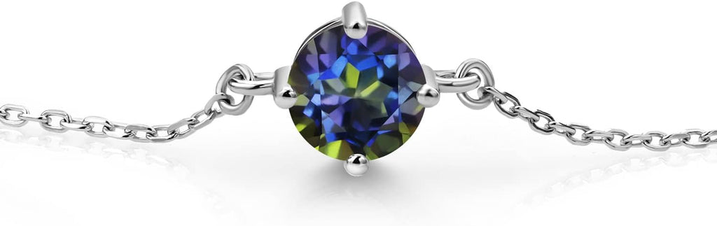 Gem Stone King Gemstone Birthstone Solitaire Bracelet For Women | 925 Sterling Silver | Round 6MM | Gift for Her Women Wife Mom Lady Daughter | Adjustable Bolo Bracelet | Easy-On Easy-Off