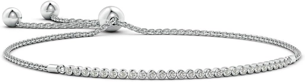 Angara Diamond Tennis Bolo Bracelet in 14K Solid Gold | Natural Diamond Adjustable Chain Bracelet for Women | April Birthstone Jewelry Gift For Women