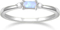 SHINYSO 14K Gold Plated Wedding Bands for Women Baguette Opal Ring Cubic Zirconia CZ Pave Thin Stackable Anniversary Rings for Her Size 4-10