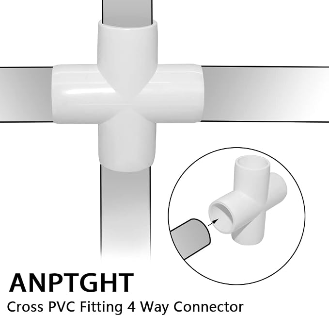3/4 Inch Cross PVC Fitting 4 Way Connector, Furniture Grade Corner Fittings - Image 5