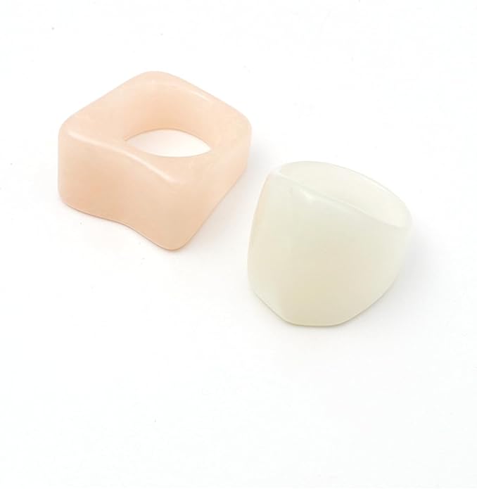 Multicolor Resin Chunky Rings for Women,Acrylic Plastic Rin Knuckle Finger Cute Trendy Aesthetic Y2k Statement Ring Vintage Simple Geometric Rings Jewelry