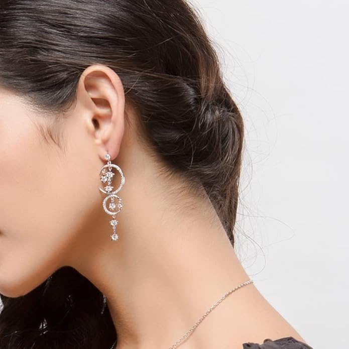14K Gold Moissanite Moon Star Long Drop Earrings,Dainty Moon and Star Style Long Dangle Earrings,Fashion Jewelry Gift for Her