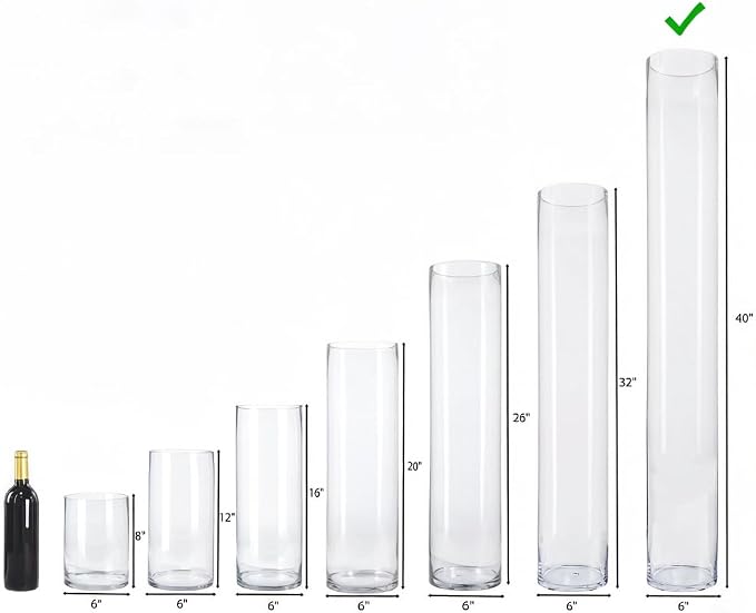 CYS EXCEL Cylinder Clear Glass Vase | Multiple Size Choices Glass Flower Vase - Image 4