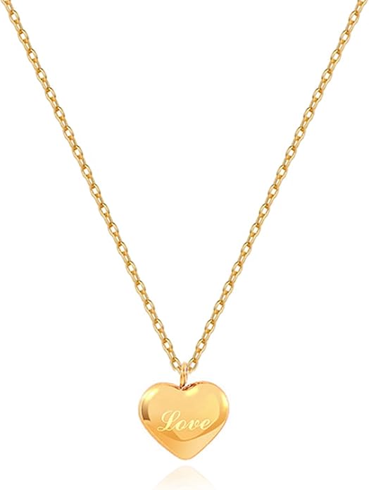 Zeffy Dainty Gold Heart Necklace for Women Trendy 14K Gold/Silver Plate Cute Heart Pendant Choker Necklaces Gold Love Heart Chain Necklace for Women Dainty Gold Jewelry Gifts for Women