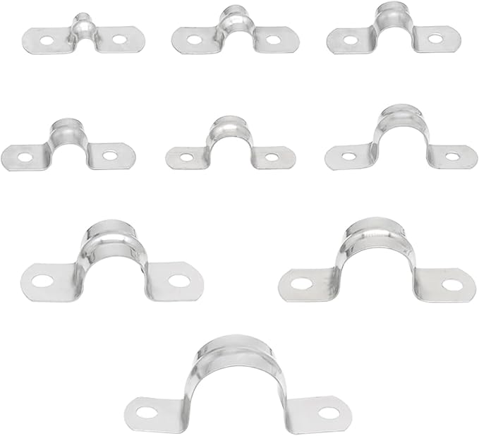 145Pcs 2Hole U Pipe Strap Clamp Bracket M5/8/10/12/14/16/20/25 2 Holes Rigid by ZUDKSUY