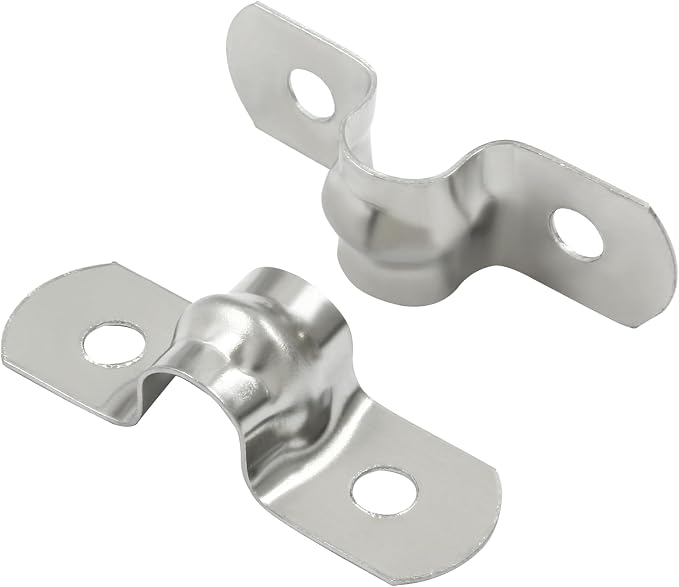 Piutouyar 50 Pack 8mm Two Hole Strap U Bracket, 0.31 Inch | 304 Stainless Steel by Piutouyar