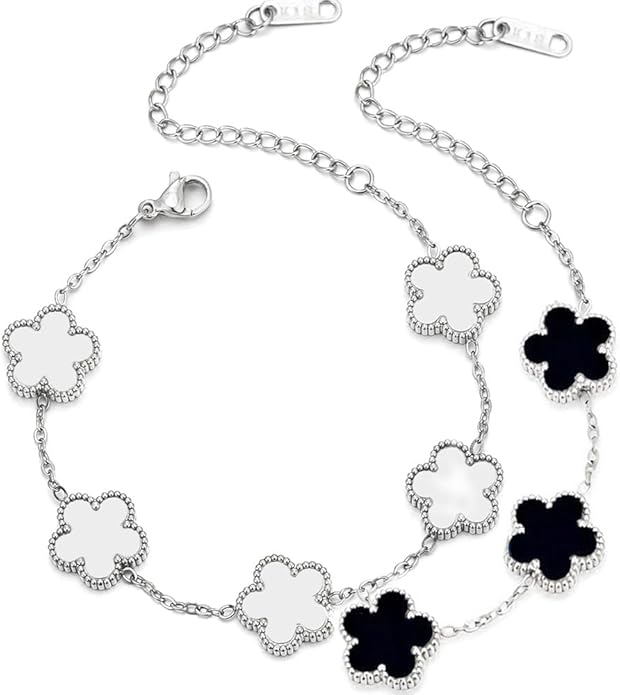 18K Gold-Plated Four Leaf Clover Bracelet for Women,Adjustable lucky Bracelet Set Jewelry Gift-Hypoallergenic Charm for Birthdays, Wellness & Daily Wear
