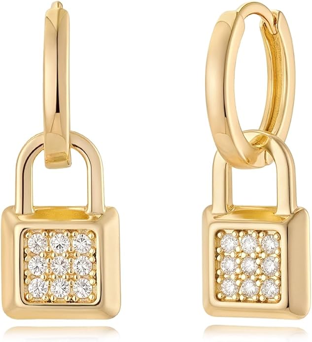 MYEARS Women Earrings Gold Huggie Hoop Dangle Drop 14K Gold Plated Small Simple Hypoallergenic Everyday Jewelry