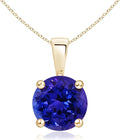 Angara Natural Tanzanite Solitaire Pendant for Women | Round Tanzanite Solitaire Pendant Necklace in 14K Solid Gold/Silver/Platinum With 18" Chain | December Birthday, Gemstone Jewelry Gift