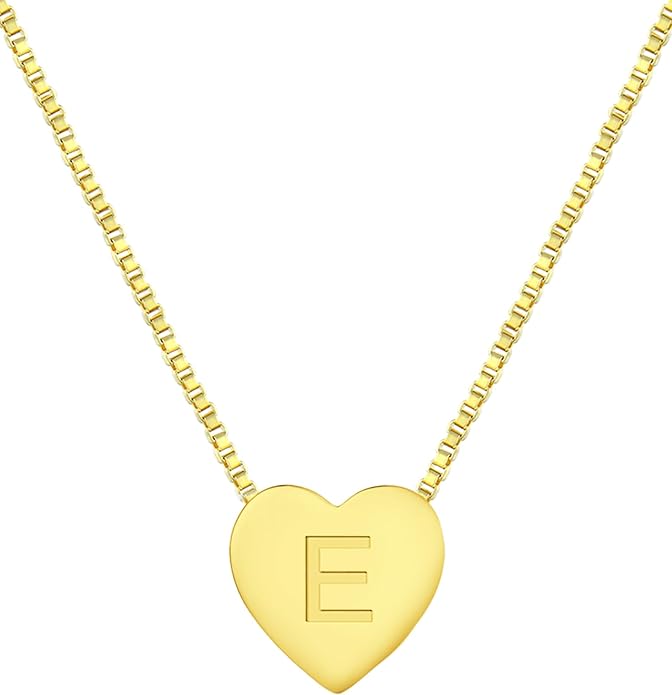 YL Initial Necklace 925 Sterling Silver Heart Letter Pendant A-Z Alphabet Cubic Zirconia Jewelry for Women
