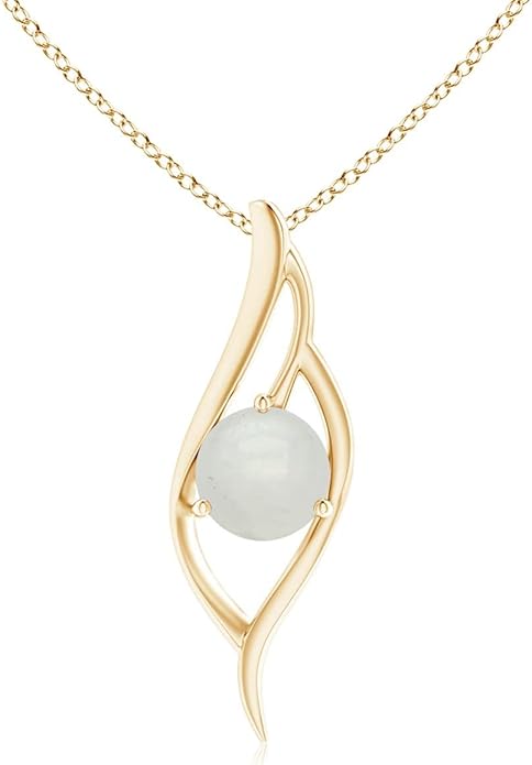 Angara Natural Moonstone Pendant for Women | Moonstone Angel Wing Bypass Pendant in 14K Solid Gold/Platinum With 18" Chain | Birthday, Anniversary, Gemstone Jewelry Gift