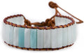 YGLINE Boho Handmade Wrap Leather Tube Crystal Stone Bracelet for Women