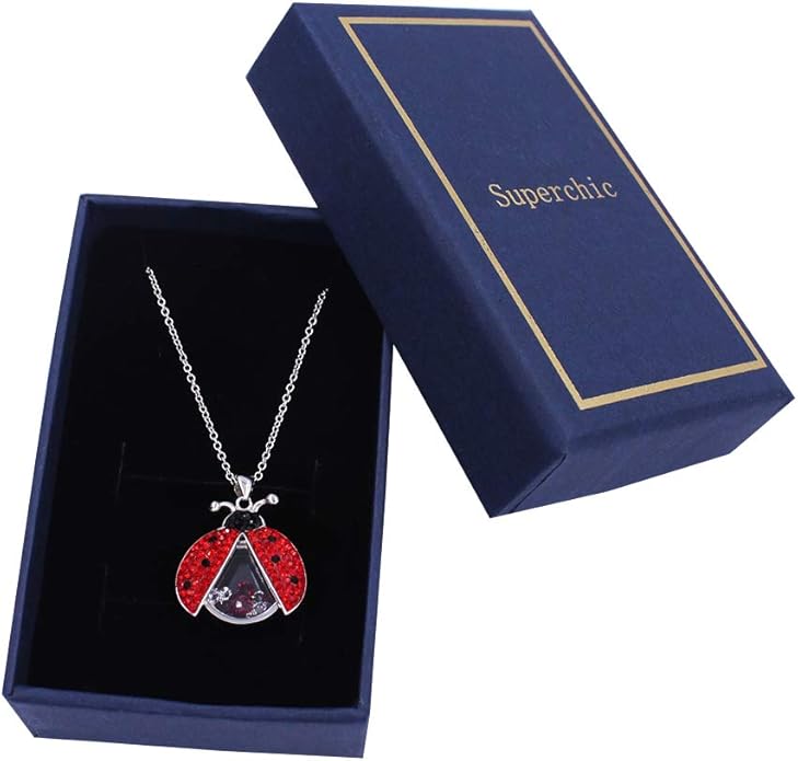 Superchic Ladybug Pendant Necklace Cute Cubic Zirconia with floating Crystals for Women Halloween Party Birthday Gifts
