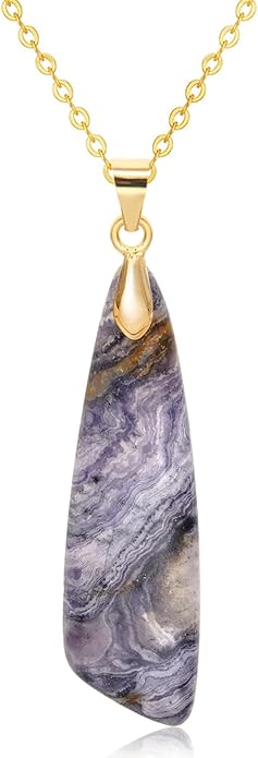 Nature Stone Necklaces for Women Boho Pendant Necklace 18K Gold Chain Necklaces