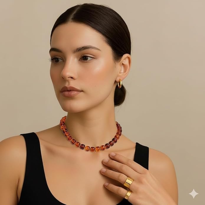 LILIE&WHITE Resin Chunky Beaded Necklace for Women Minimalistic Modern Statement Necklace Jewelry Accessories