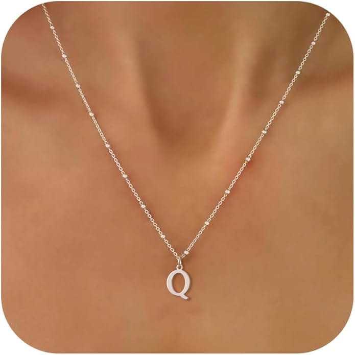 Valentines Gifts for Her Women - Initial Necklaces for Women Dainty 14k Gold Plated A-Z Letter Pendant Name Necklaces Cute Charm Choker Fashion Accessories Non Tarnish Trendy Jewelry Gift