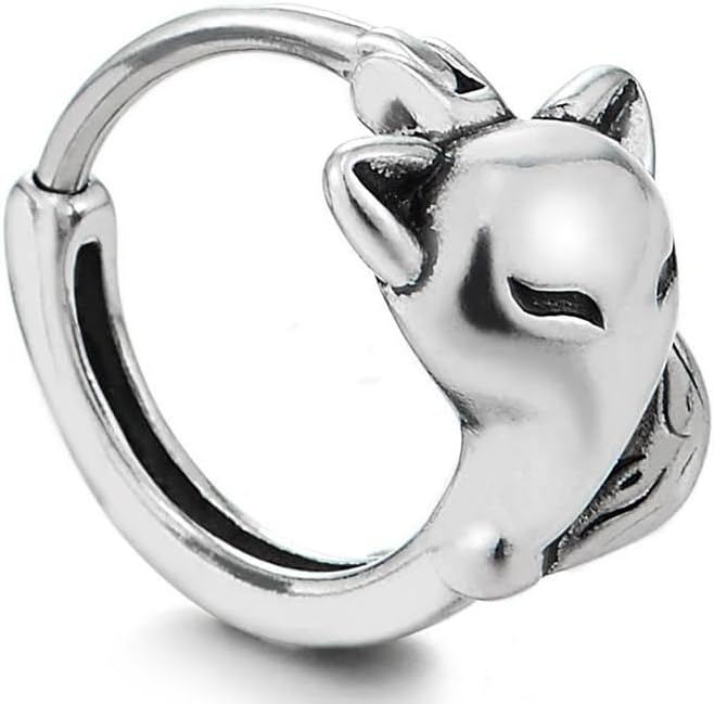 Stainless Steel Fox Head Hoop Earrings for Women Animal Inspired Huggie Earrings Hoops