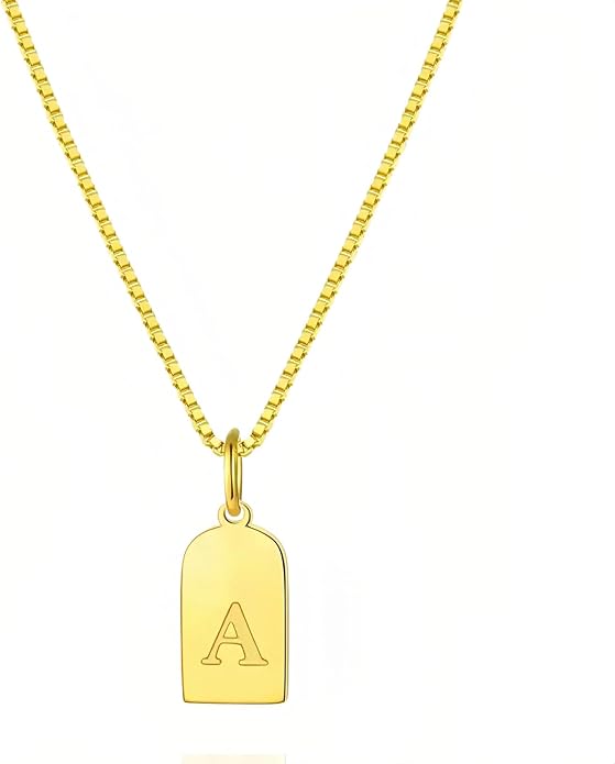 Stainless Steel Initial Necklace for Women, Gold Plated Letter Pendant Jewelry with Box Chain, Personalized Alphabet Necklace Gift for Her