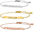 Adults Personalized Name Engraved Bracelet for Women/Men – PVD Gold Plated Stainless Steel - Non Tarnish – Custom ID Tag – Adjustable Chain – Double Side Engraving (Luxury)