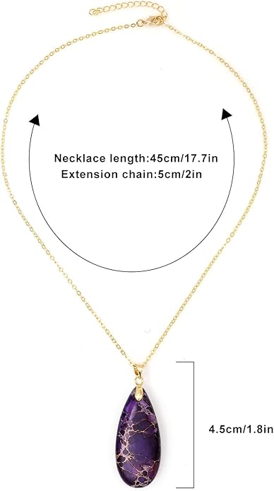 Stone Necklaces for Women Teardrop Gemstone Pendant Necklace Natural Stone Chain Necklaces