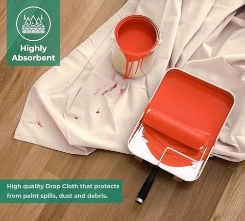 Canvas Drop Cloth for Painting 4x15 feet Pack of 12-8oz Painters Drop Cloths - Image 2