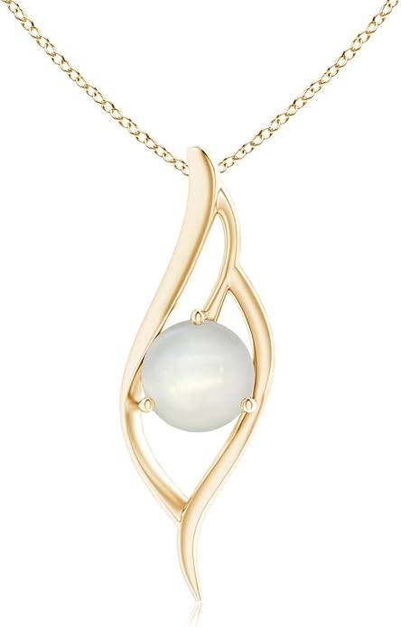 Angara Natural Moonstone Pendant for Women | Moonstone Angel Wing Bypass Pendant in 14K Solid Gold/Platinum With 18" Chain | Birthday, Anniversary, Gemstone Jewelry Gift