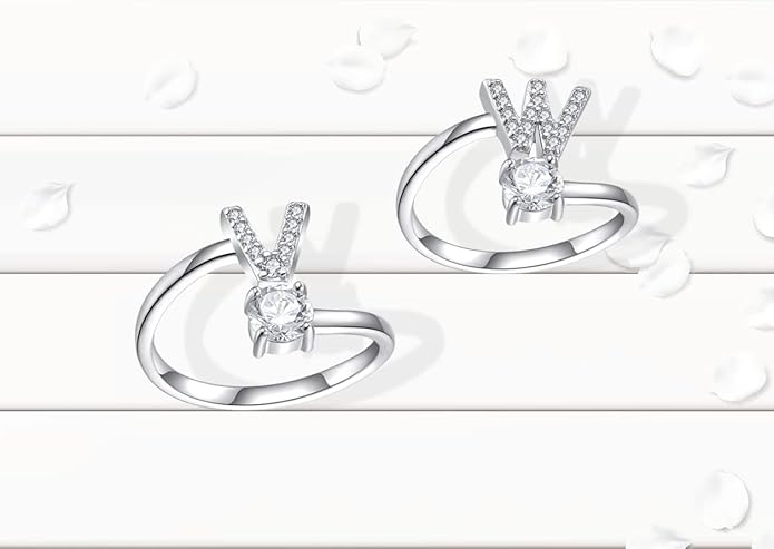 STARCHENIE Adjustable Initial Ring for Women 925 Sterling Silver Letters A-Z 26 Alphabet Rings Size 7
