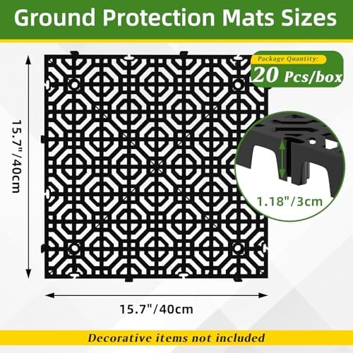 20 Pcs 15.7" x 15.7" Heavy Duty Ground Protection Mats, Interlocking Non-Slip - Image 2