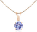 Angara Natural Tanzanite Solitaire Pendant for Women | Round Tanzanite Solitaire Pendant Necklace in 14K Solid Gold/Silver/Platinum With 18" Chain | December Birthday, Gemstone Jewelry Gift