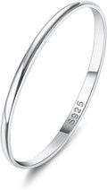 MILACOLATO 925 Sterling Silver Ring for Women Men High Polished Plain Stackable Thumb Rings Tarnish Resistant Wedding Band Ring Comfort Fit Size 4 to 12, 1mm 2mm 3mm 4mm 5mm 6mm