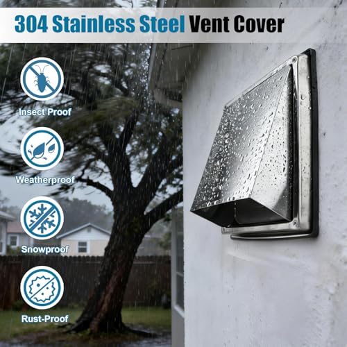 6 Inch Dryer Vent Cover Outside, Stainless Steel Exterior Wall - Image 4