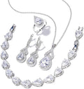 Classic Jewelry Set—Perfect for Weddings, Galas, and Everyday Wear—Includes Bracelet, Ring, Pendant Earrings, and Necklace ，Birthday Gift for Mother/Wife/Sister/Best Friend