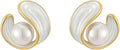 Pearl Stud Earrings for Women Stainless Steel Unique Statement Small Pearl Enamel Button Statement Vintage Earring Jewelry