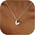 Bubble Gold Silver Letter Necklace Initial Necklaces for Women Trendy 14K Dainty Charm Pendant Name Necklace Personalized Jewelry Gift for Women Teen