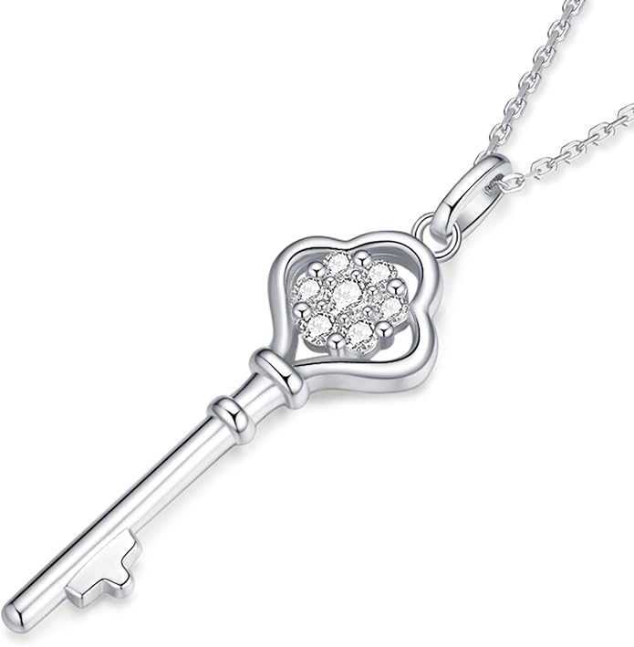 Lab Grown Diamond Necklace, Solid 925 Sterling Silver with Round Cut, Fine Jewelry for Women Anniversary Birthday Valentine’s Day Gifts