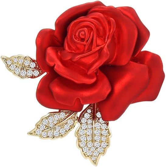 Red Rose Flower Brooches and Pins for Women Costume Jewelry Brooch Pins Broches Jewelry for Women Elegant Lady Pin