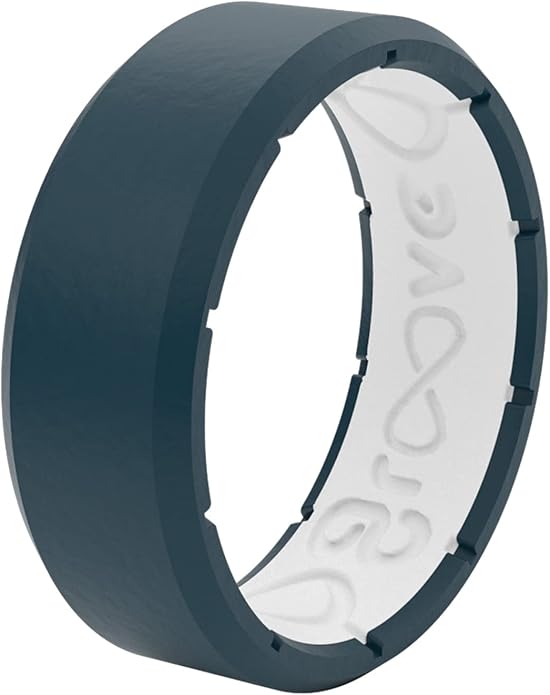 Groove Life Edge Silicone Ring - Breathable Rubber Wedding Rings for Men, Unique Design, Comfort Fit Ring
