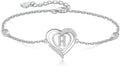 RIVIKO Heart Initial Bracelets for Women,925 Sterling Silver Letter Bracelets, Personalized Charm Alphabet Jewelry Valentines Christmas Mother’s Day Birthday Gifts for Women Friend Her Mom Wife Lady