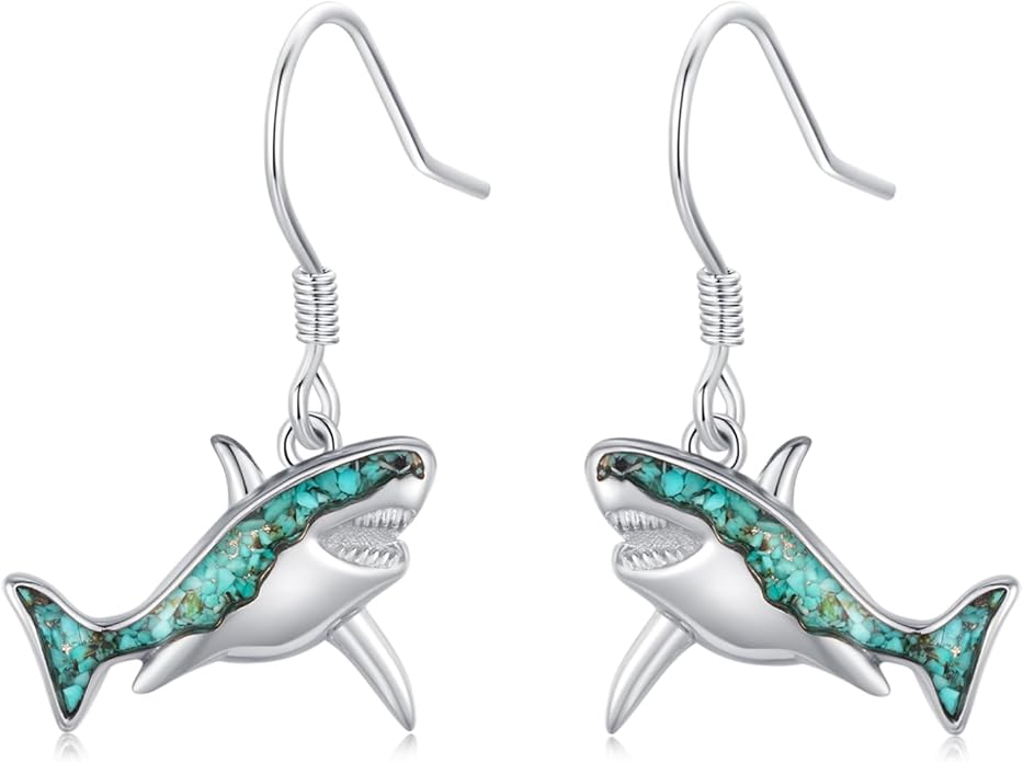 Ocean Earrings 925 Sterling Silver Turquoise Sea Animal Dangle Drop Earrings Beach Themed Jewelry Gifts for Women Girls