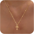 Valentines Gifts for Her Women - Initial Necklaces for Women Dainty 14k Gold Plated A-Z Letter Pendant Name Necklaces Cute Charm Choker Fashion Accessories Non Tarnish Trendy Jewelry Gift