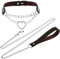 Harajuku Peach Heart Choker Punk Hauling Chain PU Leather Collar Gothic Necklace NightClub Goth Leash Belts
