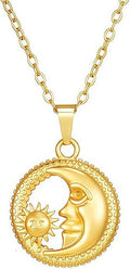 PINK TOWN Sun Necklace for Women Vintage Bohemian Spiral Sun Pendant Necklace Unique Gold Statement Sun Necklace Boho Style Jewelry