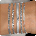 Silver and Gold Bracelets for Women Non Tarnish Waterproof Gold bracelet stack set, Adjustable 6.5"+2" Extender, Layered Bracelets for Women，Exquisite Jewelry Gift