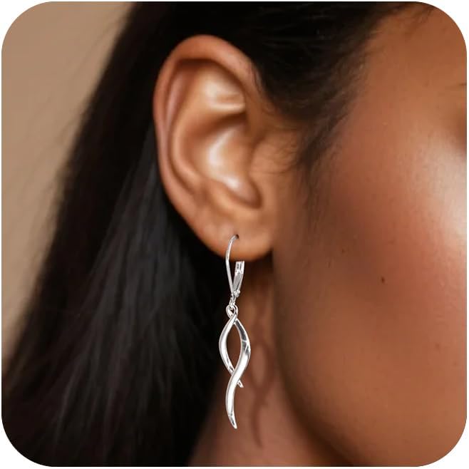 ALEXCRAFT 925 Sterling Silver Dangle Earrings, Hypoallergenic 14k Gold Plated Long Double Linear Twisted Tassel Dangling Drop Earrings for Women Trendy Statement Elegant Lightweight Leverback Earring