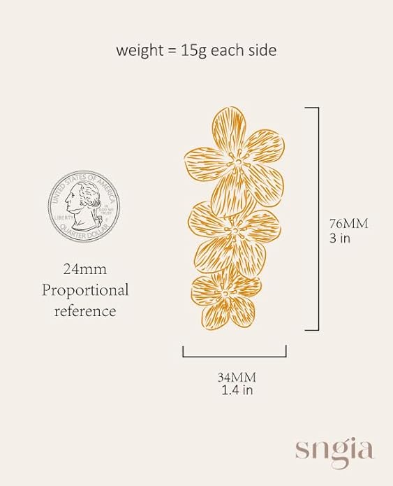 18K Gold Plated Large Chunky Flower Statement Earrings for Women by SNGIA, Summer Beach Floral Handmade Drop Jewelry, Maximalist Wedding Date Birthday Gift, Bold Exaggerated Textured Dangle Trendy Ribbed Jewelry, 18K Gold Plated Chandelier Fashion Acce...