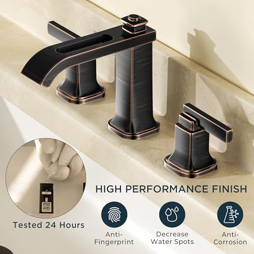 FORIOUS Bathroom Faucet 3 Hole Widespread Sink Faucets Oil Rubbed Bronze - Image 3