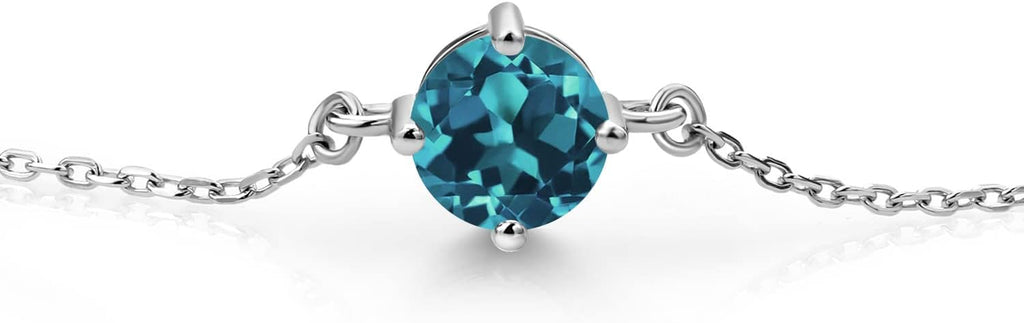 Gem Stone King Gemstone Birthstone Solitaire Bracelet For Women | 925 Sterling Silver | Round 6MM | Gift for Her Women Wife Mom Lady Daughter | Adjustable Bolo Bracelet | Easy-On Easy-Off