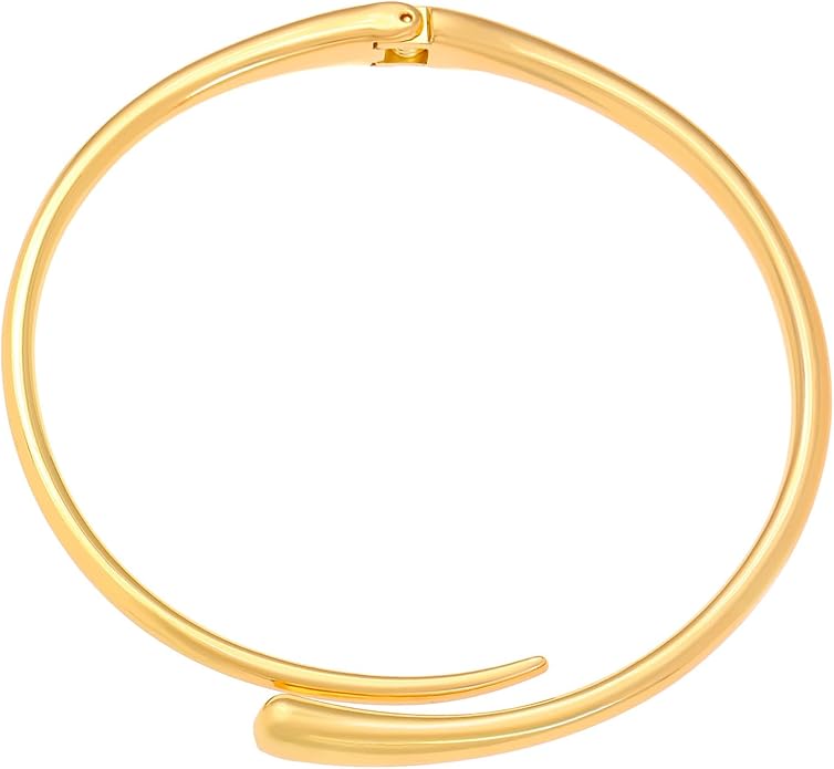 Gold Collar Necklace for Woman Bold Teardrop Necklace Chunky Necklaces for Women Statement Necklace for Women Open Cuff Design Fashion Jewelry Highly Polished Alloy